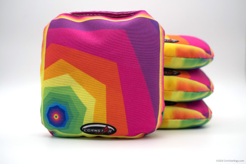 Cornhole Bags. Regulation Size. Bright Colors Rotating Shapes