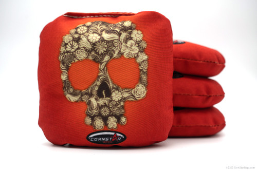 Cornhole Bags. Regulation Size. Day of the Dead Red Flowers