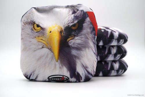 Cornhole Bags. Regulation Size. Patriot Eagle Closeup