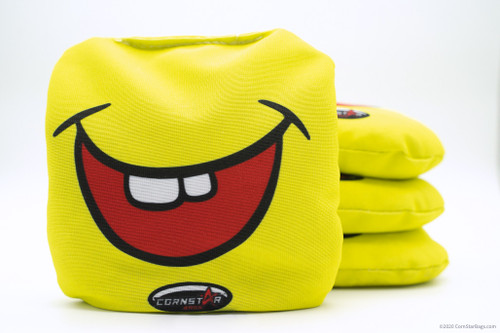 Cornhole Bags. Regulation Size. Humor Smile Yellow