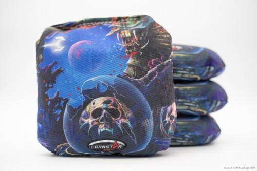 Cornhole Bags. Regulation Size. Heavy Metal Alien Skull