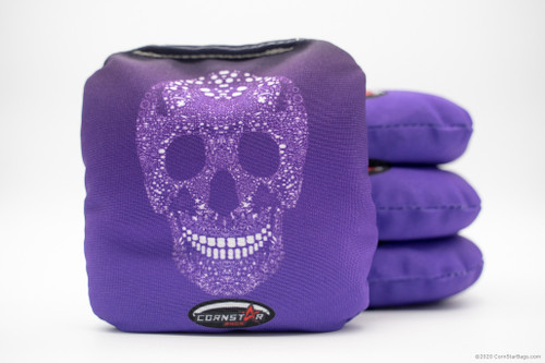 Cornhole Bags. Regulation Size. Day of the Dead Purple Patterned Skull