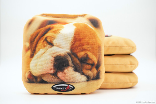 Cornhole Bags. Regulation Size. Puppies Sleeping Bulldog