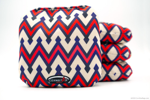 Cornhole Bags. Regulation Size. Chevrons Red Blue Diamonds