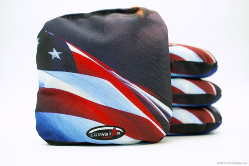 Cornhole Bags. Regulation Size. Patriot Flag on Blue