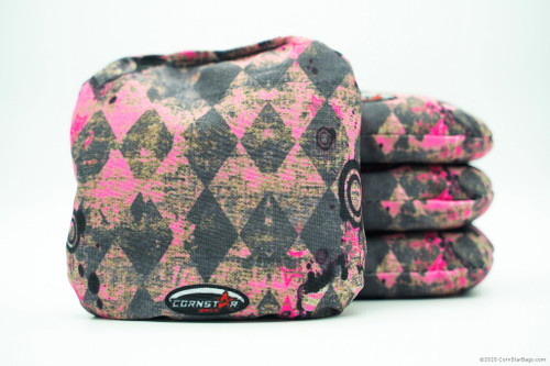 Cornhole Bags. Regulation Size. Punk Rock Pink Distressed Plaid