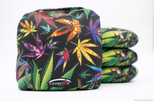 Cornhole Bags. Regulation Size. Stoner-Colorful Pot Leaves