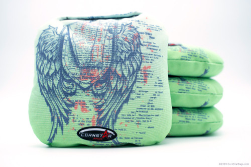 Cornhole Bags. Regulation Size. T-Shirt-Latin Wings on Green