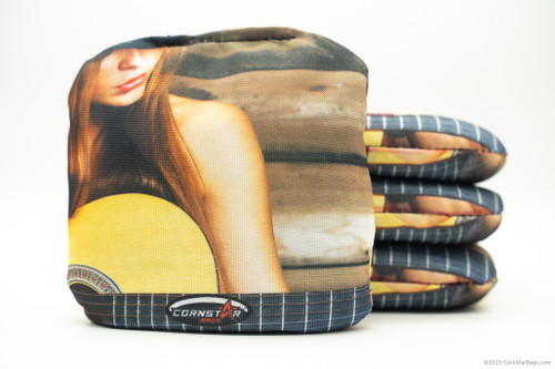 Cornhole Bags. Regulation Size. Country Music Girl Guitar