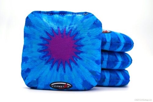 Cornhole Bags. Regulation Size. Abstract-Blue Red Flower Burst