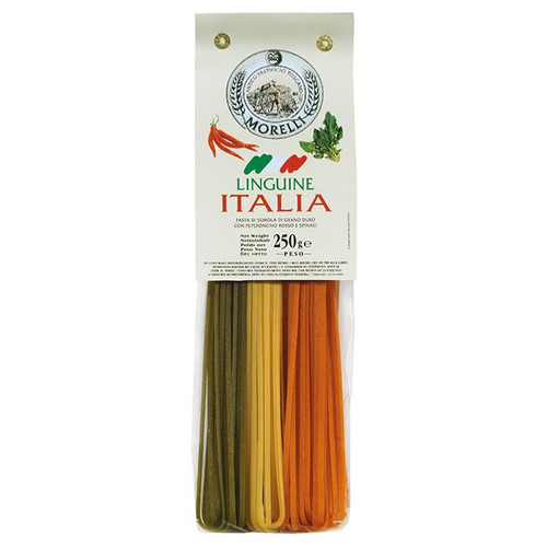 Pâtes tricolores au piment et épinards Linguine Morelli - 250 gr Pâtes artisanales toscanes
