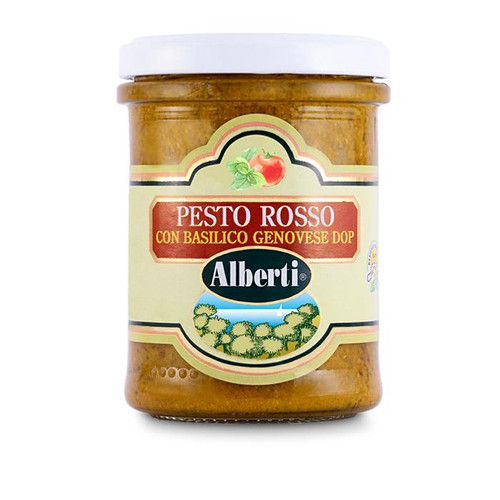 Pesto rouge de basilic génois AOP à l'huile d'olive extra vierge Alberti - 170 gr Excellence de la Ligurie