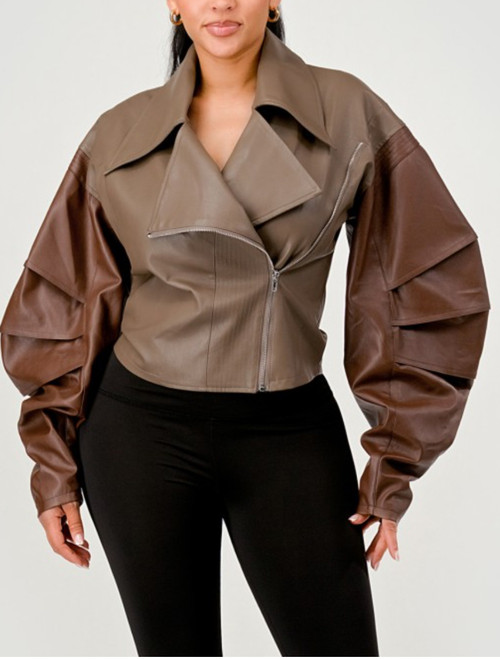 TWO TONE FAUX LEATHER || Jacket