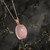 Natural Pink Quartz Pendant 925 Silver rose gold plated