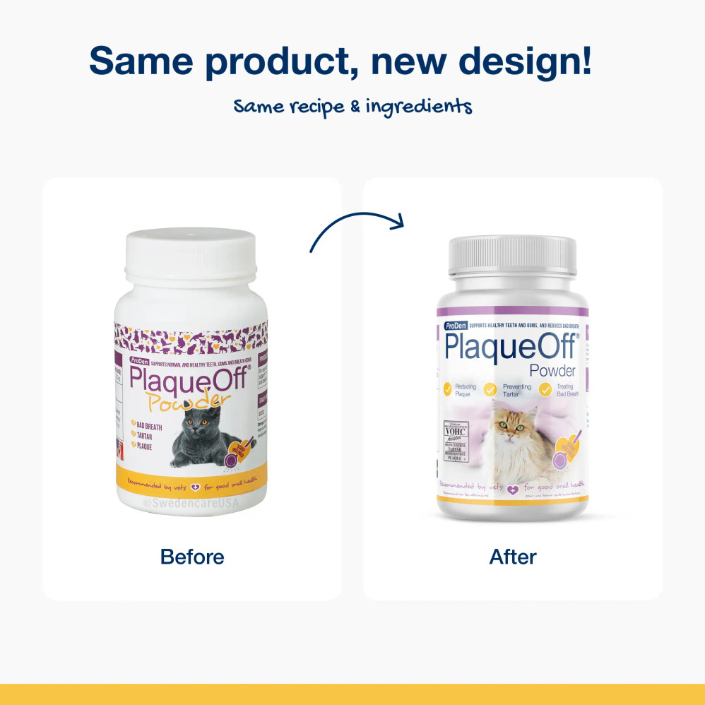 ProDen PlaqueOff® Powder for Cats - 40g Packaging Displaying Product Size