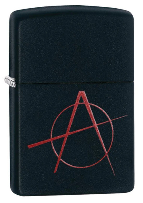 Red Anarchy Symbol Black Matte Zippo Lighter