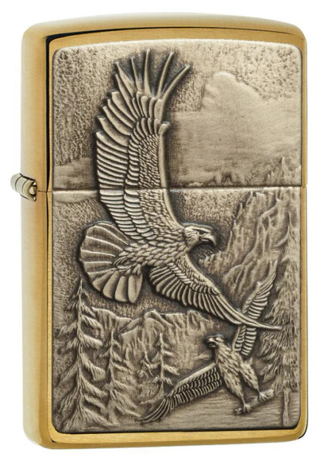 Soaring Eagles Emblem Brass Zippo Lighter Soaring Eagles Emblem Brass Zippo Lighter