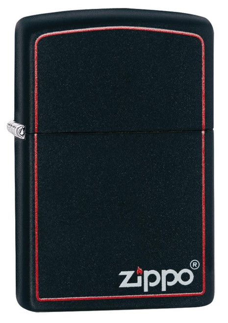 Classic Zippo Logo Red Border Black Matte Lighter Classic Zippo Logo Red Border Black Matte Lighter