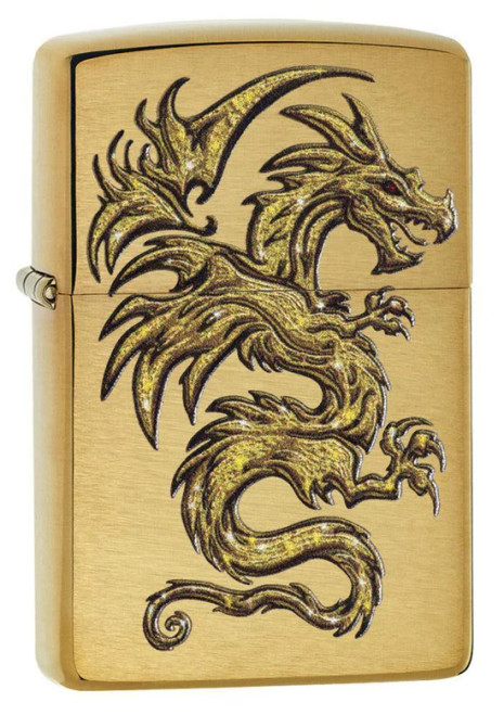 Dragon Design Brushed Brass Zippo Lighter Dragon Design Brushed Brass Zippo Lighter
