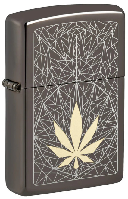 Cannabis Design Laser Two Tone Black Ice Zippo Lighter Cannabis Design Laser Two Tone Black Ice Zippo Lighter