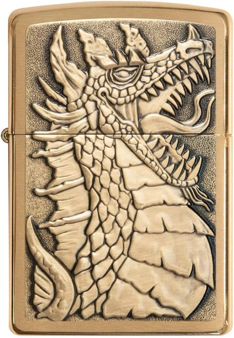 Dragon Emblem Zippo Lighter Brass Design 49297 Dragon Emblem Zippo Lighter Brass Design 49297