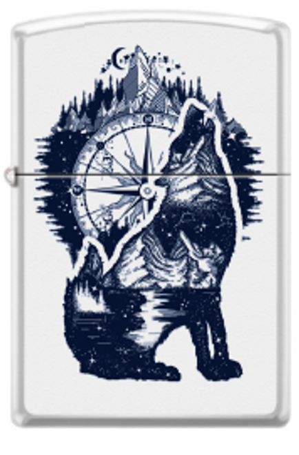 Wolf White Matte Zippo Lighter Wolf White Matte Zippo Lighter