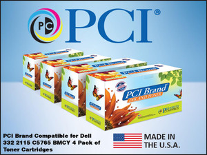 PCI Brand Dell 5765 C5756dn BMCY 4 Pack Toner Cartridges
