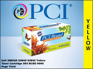 PCI Brand Dell XMHGR S3840 S3845 Yellow Toner Cartridge 593BCBD