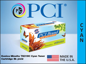 PCI Brand Konica Minolta TN318C Cyan Toner Cartridge