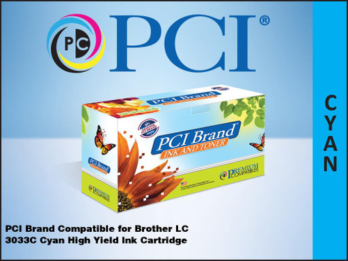PCI Brand Brother LC3033C Cyan ink Cartridge