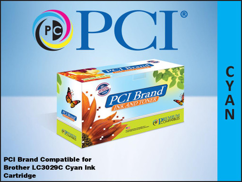 PCI Brand Brother LC3029C Cyan Inkjet Cartridge 1.5K Yield