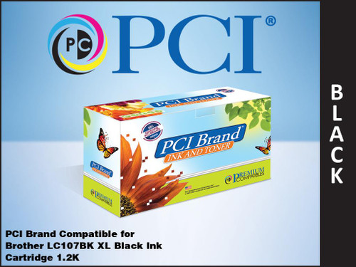 PCI Brand Brother LC107BK Black Inkjet Cartridge 1.2K Yield