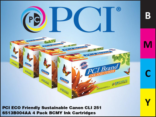 PCI Brand Canon CLI251 6513B004AA CMYK Ink Cartridge 4Pack PCI Brand Canon CLI251 6513B004AA CMYK Ink Cartridge 4Pack