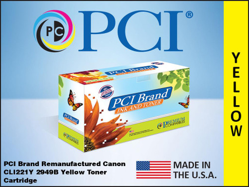 PCI Brand Canon CLI221Y 2949B001AA Yellow Ink Cartridge