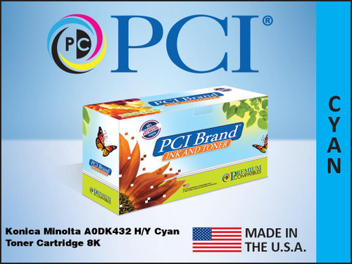 PCI Brand Konica Minolta A0DK432 Cyan Toner Cartridge