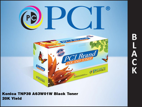 PCI Brand Konica TNP38 A63W01W Black Toner 20K Yield PCI Brand Konica TNP38 A63W01W Black Toner 20K Yield