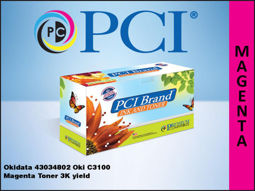 PCI Brand Okidata 43034802 Magenta Toner Cartridge PCI Brand Okidata 43034802 Magenta Toner Cartridge