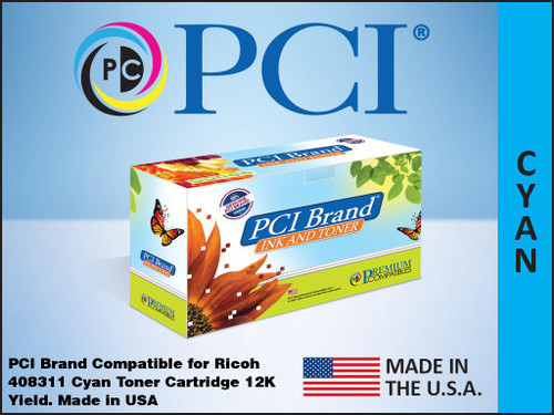 PCI Brand Ricoh 408311 Cyan Toner Cartridge PCI Brand Ricoh 408311 Cyan Toner Cartridge