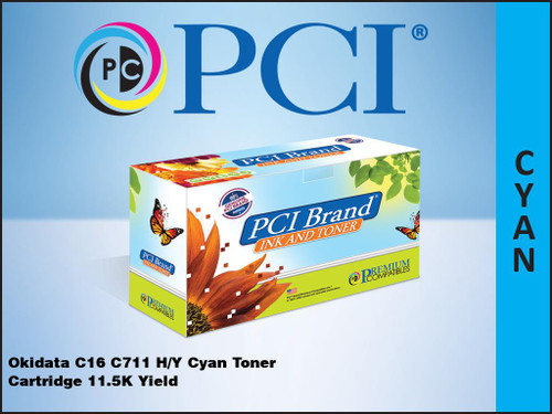 PCI Brand Okidata 44318603 Cyan Toner Cartridge