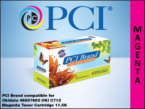 PCI Brand Okidata 46507603 C712 Cyan Toner Cartridge PCI Brand Okidata 46507603 C712 Cyan Toner Cartridge