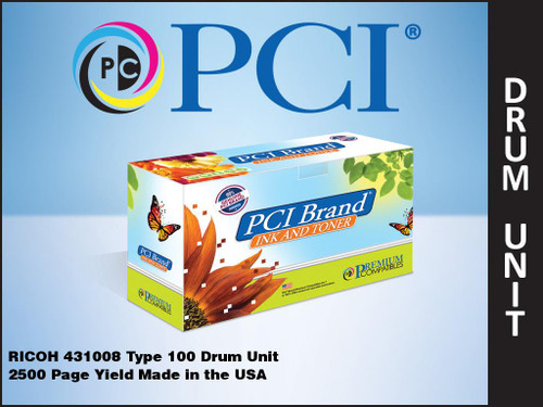 PCI Brand Ricoh 431008 Type 100 Drum Unit 2500 Page Yield PCI Brand Ricoh 431008 Type 100 Drum Unit 2500 Page Yield