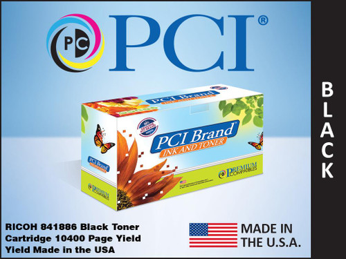 PCI Brand Ricoh 841886 Black Toner Cartridge 10400 Page Yield PCI Brand Ricoh 841886 Black Toner Cartridge 10400 Page Yield