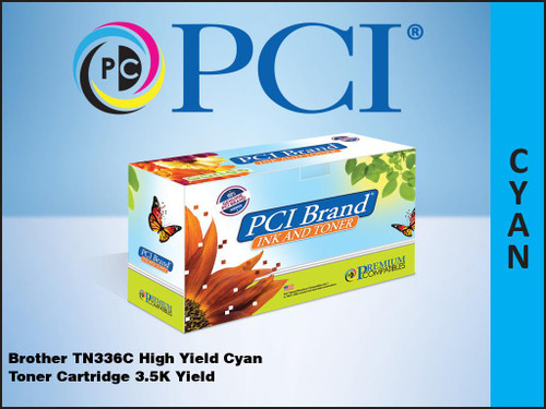 PCI Brand Brother TN336C High Yield Cyan Toner Cartridge 3.5K Yield PCI Brand Brother TN336C High Yield Cyan Toner Cartridge 3.5K Yield