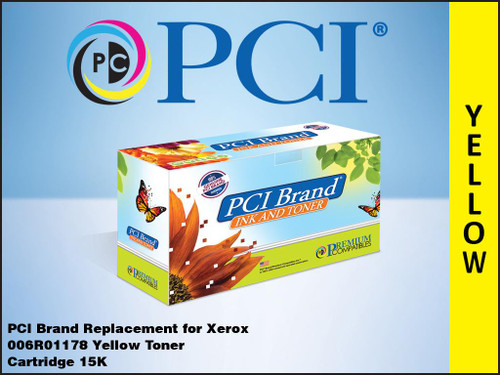 PCI Brand Xerox 006R01178 6R1178 Yellow Toner Cartridge 15K Yield PCI Brand Xerox 006R01178 6R1178 Yellow Toner Cartridge 15K Yield