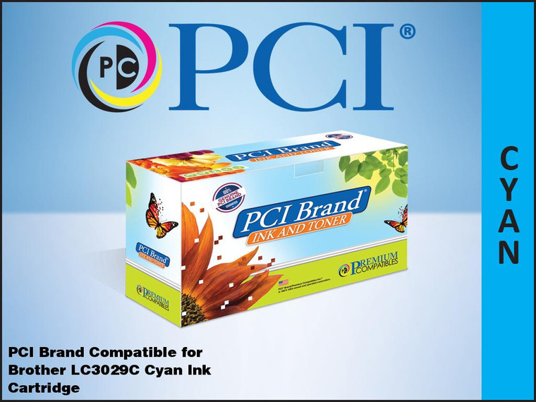 PCI Brand Brother LC3029C Cyan Inkjet Cartridge 1.5K Yield