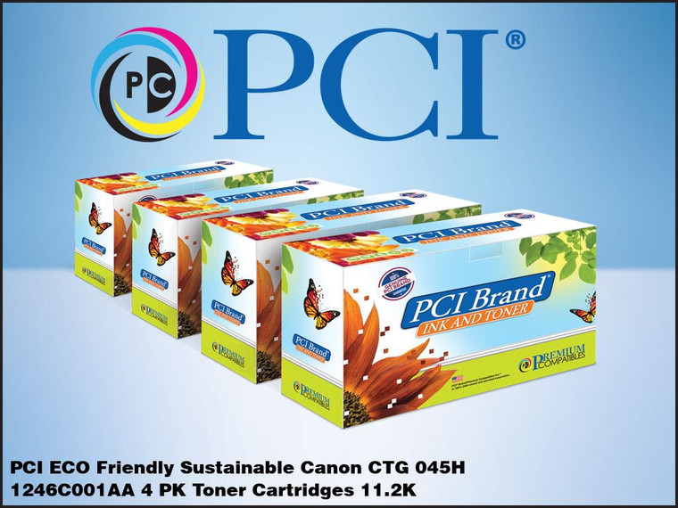 PCI Brand Canon 045 H 1246C001AA 4 pack Color Toner 11.2K Yield