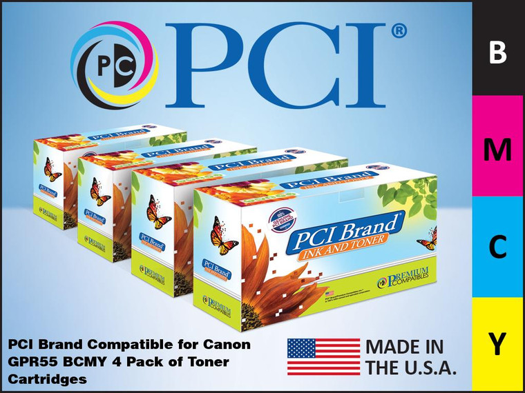 PCI Brand Canon GPR55 BCMY 4 Pack of Color Toners