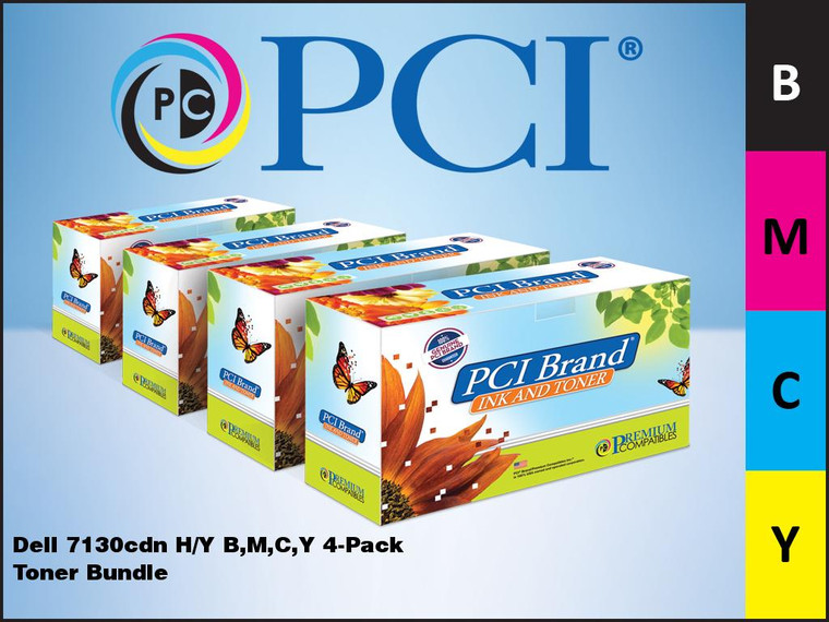 PCI Brand Dell 7130CDN HY Bundle BMCY Toner Cartridge