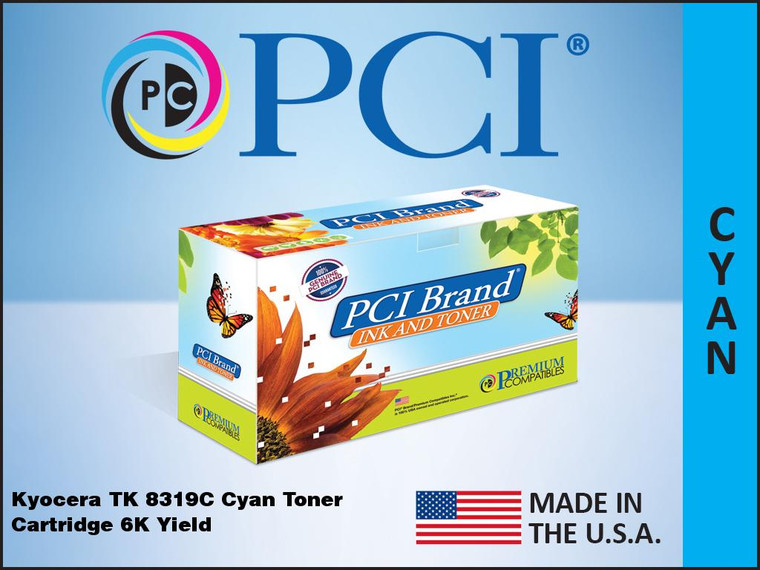 PCI Brand Kyocera TK8319C Cyan toner cartridge