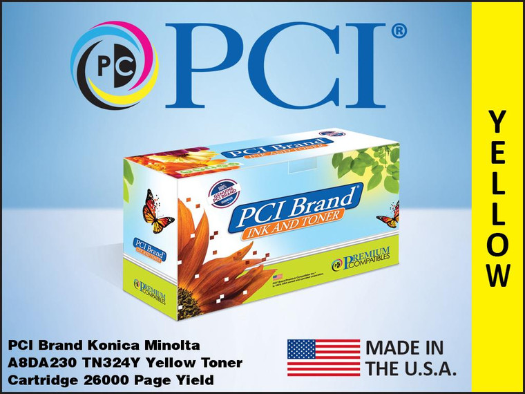 PCI Brand Konica Minolta A8DA230 TN324Y Yellow Toner Cartridge